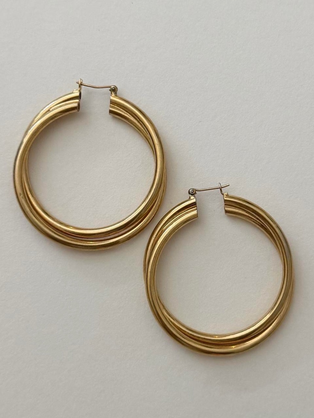 vintage gold twisted large hoops